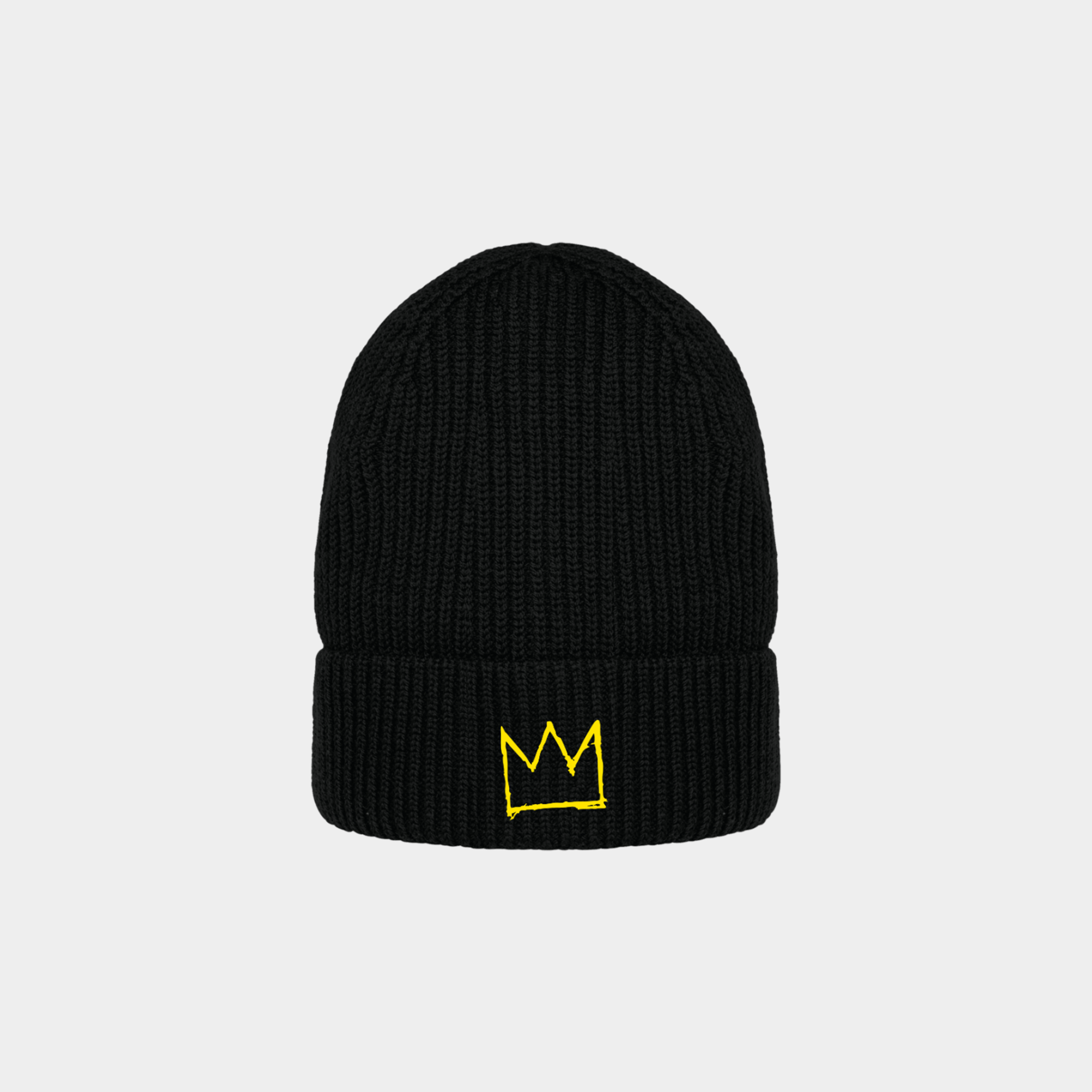 Wool Beanie Crown - Black